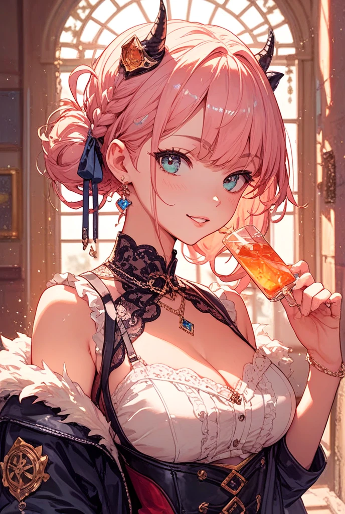 1girl, pink hair,18 years old,White dress,Perfect female body, neat figure, slender waist, Black silk,
full body, looking at viewer, (cowboy shot:1.2),Poker face,
Sunlight,indoors,bubbles,
(best quality), (ultra detailed), (masterpiece), (highres), (original), (extremely detailed CG unity 8K wallpaper),detailed manga illustration，