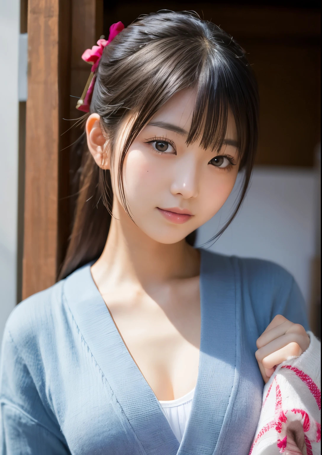 whole body、全naked、(Beautiful 14 year old Japanese woman), Cute face, (Deeply chiseled face:0.7), (freckles:0.6), Soft Light,健康的なWhite skin, I can see the lower half、I can see your bare skin、The upper body is not wearing anything、naked、Small breasts、Nipples are pink、White skin、Marshmallow Body、shy, (serious face), (Sparkling eyes), thin, smile, uniform, Braiding