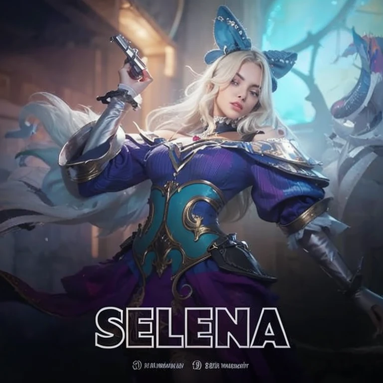 have a blue hair and mecha style, element water shes beautiful, have a pink trisula, shes mermaid and shes kadita Mermaid, in Water have a mecha ears