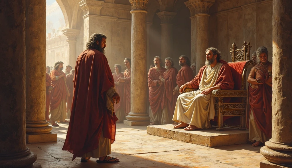 I need an easy drawing to make of someone speaking to a town with someone sitting there writing what he is saying.,from ancient times to color