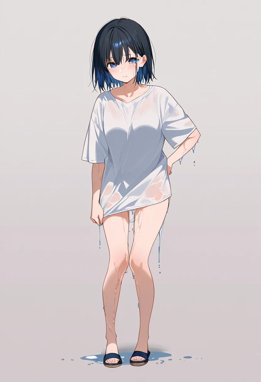 score_9, score_8_up, score_7_up, uncensored, source_anime, 1 woman, ((thin woman who ate too much, stuffed belly)), big belly, lize1st, hair ornament, ((thin sundress with light filtering through)), ((transparent dress, backlighting)) knee high lace-up boots, tall boots, choker necklace, ((goth girl)) (( waddling)), walking with trouble), (tense emotions:1.1), sweat, tired, eyes closed, gasp, side view, street, sunset, light shaft, ((hands on own belly)), gothmom, multicolored hair, hair over eyes, wetshirt