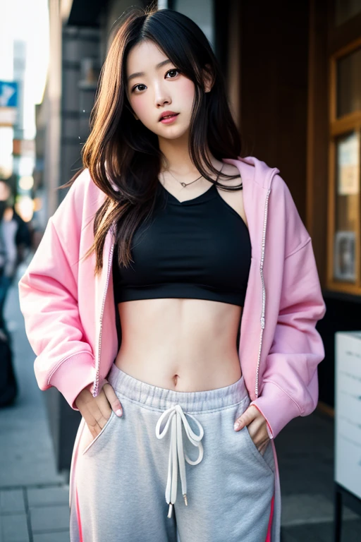 Japanese female, (underweight), (flat chest best quality:1.5), 30 years old,
(wonderland:1.3), lonely, kneeling, long hair, (white shorts), (pink hoodie), in the city, (dreamy atmosphere:1.3)