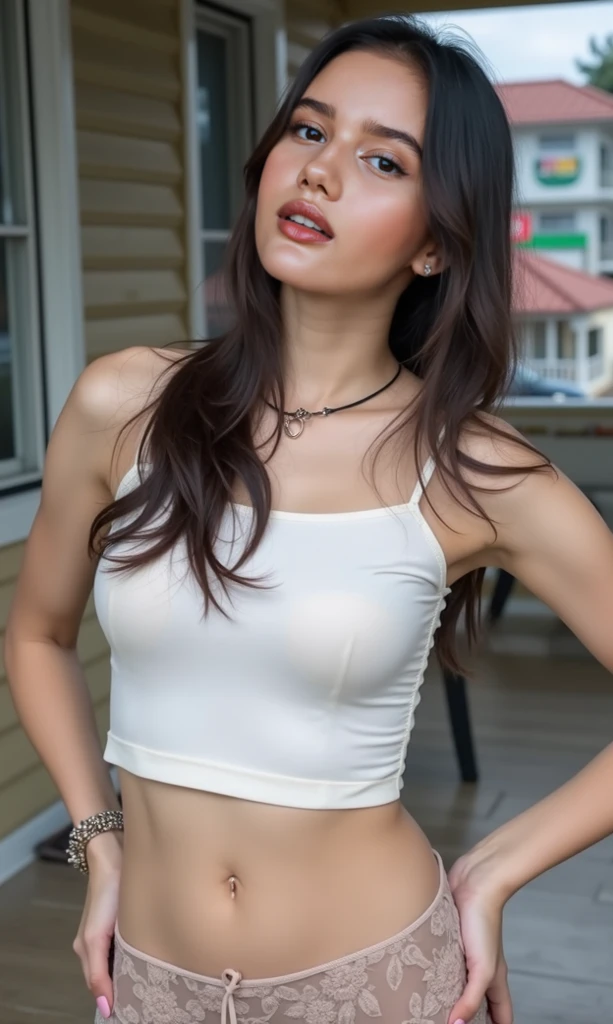 best quality, ultra high res, (photorealistic:1.4), cinematic lighting, 1girl, off-shoulder white shirt, black tight skirt, black choker, (black hair:1), (huge breasts:1.2), looking at viewer, closeup