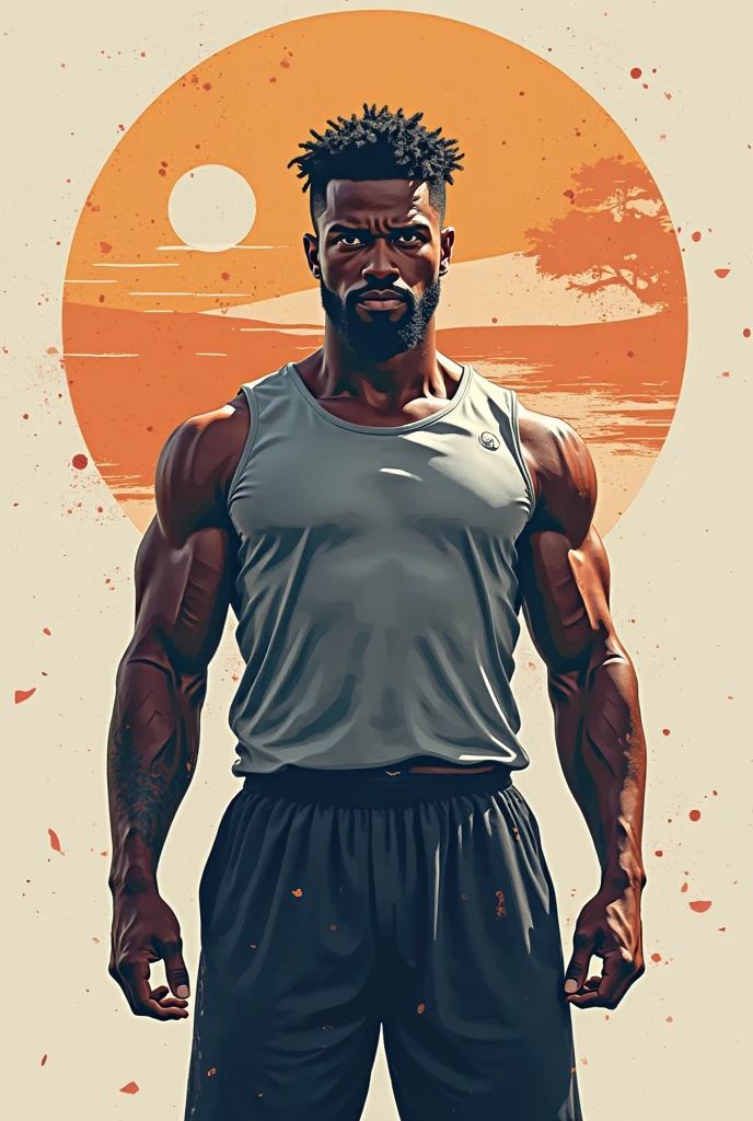 Red-orange Instagram art by black fitness trainer with bleached hair