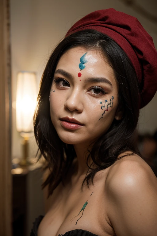 Close-up shot of a MagMix Girl's face showcasing her realistic skin texture with subtle makeup, focusing on her natural beauty with well-defined eyebrows and soft, neutral eyeshadow