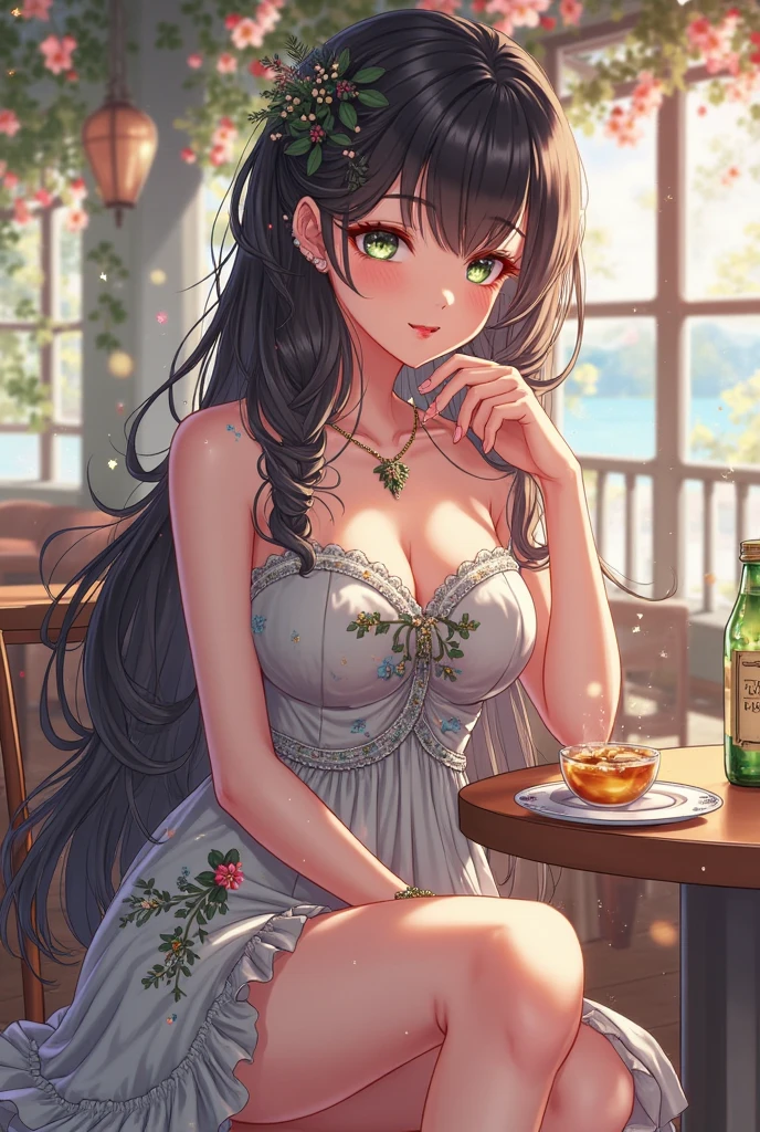 anime girl giant breasts, resting breasts on table, biggest breasts ever, size 100 breasts, breasts showing