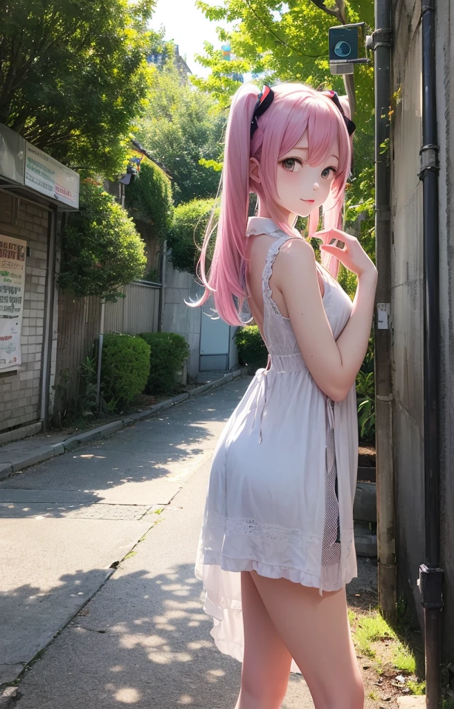 One lady、nudde、fullnude、Pink 、Female genitals、tiny chest、Pink hair、length hair、kawaii、Sexual organics、an legs、opens legs、kawaii、skinny body、A slender、being thin、hi-school girl、Opening legs、Shaved、No pubic hair、kawaii、Innocent、Waist shackles、tiny chest、small tits、Standing、stroll、walk、Small cat ears、Garden Wedding