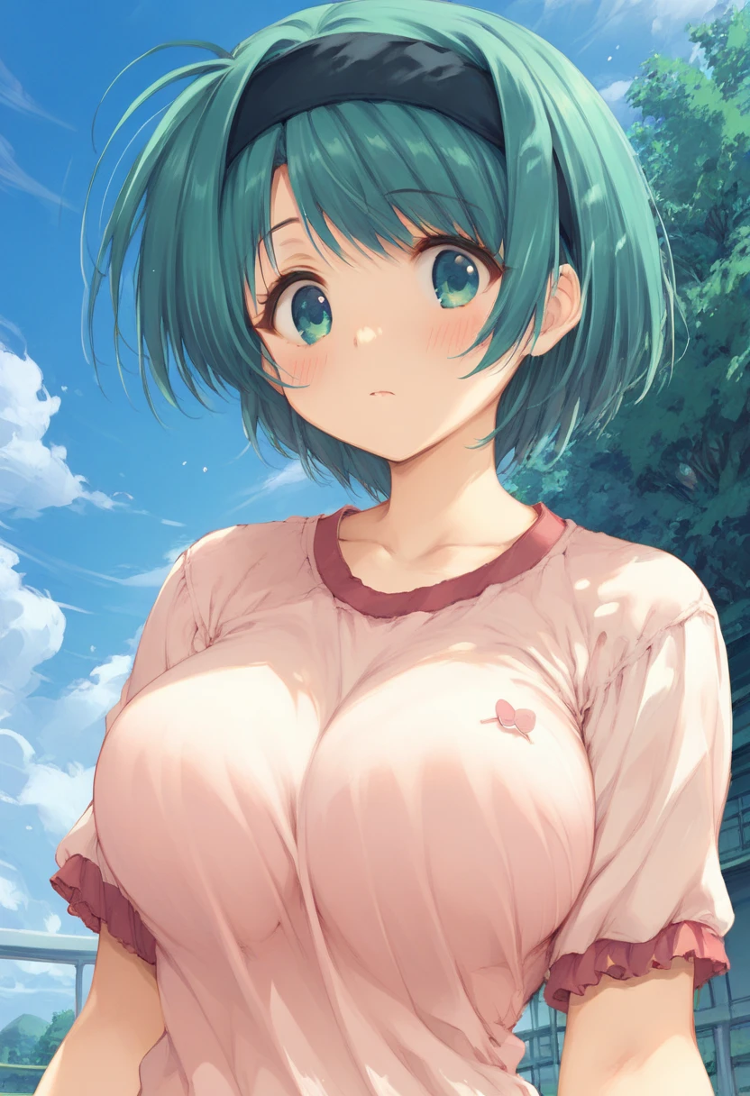 mastute piece,Best Quality,insanely detailed,8k cg,nsfw,
(shoot upper body:1.3),
(1girls:1.3),standing,looking at viewr,body in front,(arms behind back:1.4),(smock:1.3),(bare breasts:1.2),
break,
blush,shy,(ecstasy face),(trembling:1.2),break,(light green hair),
break,
perfect breasts,perfect teats,(open mouth:0.9),(large breasts:1.4),
(playroom),