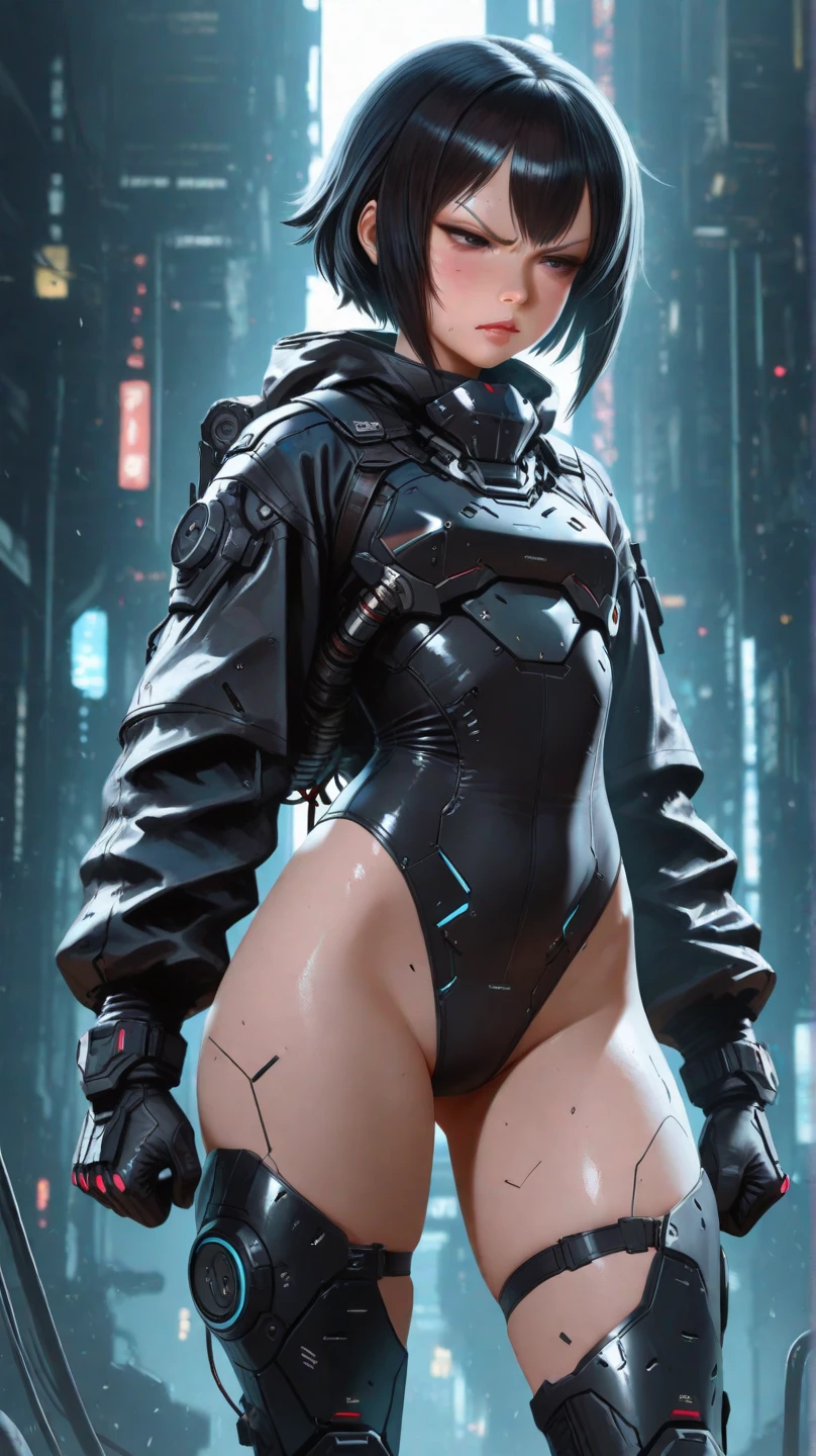 Art hentai poster,Takashi murakami,pop culture art,manga,a female Nsfw ninja cyborg,erotic posing,doujin,hentai,kawaii,stylish,pussy,busty, pubic hair,glamour,pop color tone,psychedelic costume,dynamic angle,cinematic scene,armored,A Cyberpunk dystopian girl,fantasic dystopia,dystopian scape,bladerunner,ghost in the shell,photorealistic,psychedelic colourful tone,posing,armed,guns,weapons,masterpiece,ultimate detailed,8k,detailed background