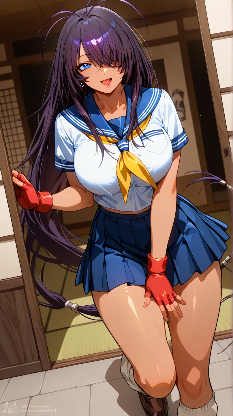 nsfw,(nipples peek:1.2),an unparalleled masterpiece, 8K, (high quality:1.2) perfect artwork, outdoor, 1 girl, Canoe Unlong, fingerless gloves, serafuku, abdomen, loose socks, pleated skirt, yellow neckerchief, earrings, loafers, long hair tied low, hair above one eye, clean, beautiful face, pure face, white skin, shiny hair, (colored inner hair:1.103), (hair details:1.08), (long eyelashes:1.1), Braid, (Beautiful detailed eyes and face), (very detailed:1.05), stunning lighting effects, fighting pose,big breasts:1.3,cleavage,belly button,underboob,(White micro panties,camel toe:1.2),(Torn shirt:1.2),spread your legs,(blush),sitting,(cum on face:1.5),( from above:1.2)