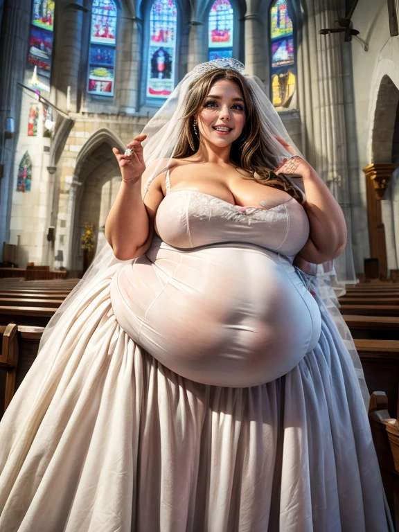 (((Photo Composition))), gravure, highest quality, Very detailed, Realistic, Very detailedskin, Perfect Anatomy, (Japanese MILF),80 years old, big breasts, Mature Woman, Sexy, Chromo White Skin, View your viewers,(((obesity))),Double chin,(Sagging breasts),((Big belly)),((wedding dress)),Thick arms,thick upper arms,Thick legs,fat girl,((Pussy juice)),long hair,Facial wrinkles,make up,garter ring,pantyhose,((wet skin)),tanga,((brown hair)), from below,topless,skirt lift,church,wedding veil