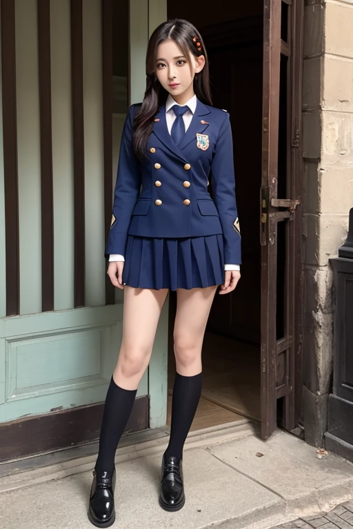 Close up portrait of woman walking in park in uniform、Japan Person Model、Young Sensual Gravure Idol、Young cute gravure idol、Realistic Young Gravure Idol、Realistic sensual gravure idol、Young gravure idols、sophisticated gravure idol、奈良美智、Young skinny gravure idol、beautifull asian girl ever、oppai、full body Esbian、clong legs、If you jump on the spot, you can see white panties