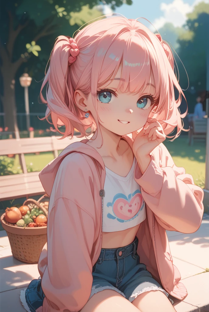 detailed face, cute face, masterpiece, highest quality, Super detailed, figure, Wide-angle, A girl is standing in the middle of the road, alone, The road in the middle and pink cherry blossom trees on the roadside, whole body, 20th Generation, Pink Hair, sweater, Short skirt, fashion,, composition, balance, Harmony, rhythm, color, Light, Shadow, reflection, refraction, tone, Contrast, prospect, Middle Way, background, Naturalistic, Figurative, Expressive.