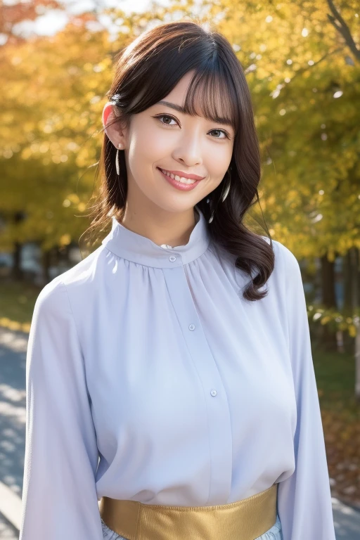 (japanes),(30-years old), (Slender woman), (small tits),flat breast,(She has piercing eyes.),((eyes are narrow)),((eyes are small)),((Single eyelid)),(nerdy),(nerd),(Long face),(Sober face),(Modest and inconspicuous face),(Fox-like face),((the front teeth protrude slightly)),(She is short in stature),(She wears almost no makeup),Natural makeup,(thin lipss),Smiling,(The length of hair to the shoulders),(Hairstyle is straight),((Ears are hidden by hair)),Black hair,Bangs are as long as eyebrows, (The forehead is hidden by bangs),(She is in a well-lit park),(She has small breasts), (((She wears a big navy blue t-shirt))), ((She wears a long skirt in beige)), (Photorealistic), (Ray tracing), (Sharp Focus), 鎖骨, (Detailed face), natural and realistic skin textures, Soft face, (((Cameltoe))),((perfect anatomia:1.4))