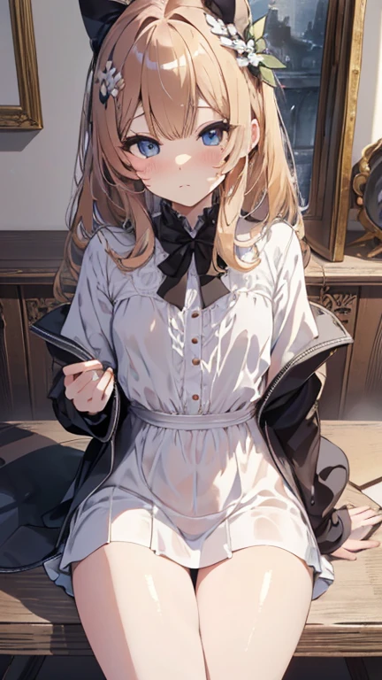 Masterpiece、Highest quality、highest quality、Wet Hair、(((Lori)))、((((Petite))))、(Embarrassed expression)、Shiny hair quality、Small face、Super detailed, beautiful, wide eyes、Ultra-detailed, clear and beautiful faces、(cute illustration:1.2), High-resolution, ultra-detailed, best quality, embarrassed,Cute white underwear