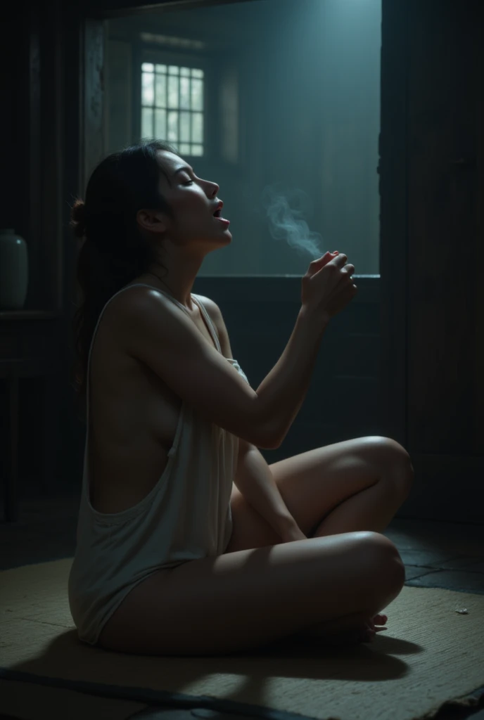 A beautiful young woman with a fierce expression in her naked body, the fierce figure of a full-fledged court official from the Han Fu Dynasty, sat on a marble pedestal in the basement of a large tomb. In the center of the room was a marble pedestal, with a medicinal book and a set of clear glass cups on it. The cold atmosphere of icy mist floated above the standing area.