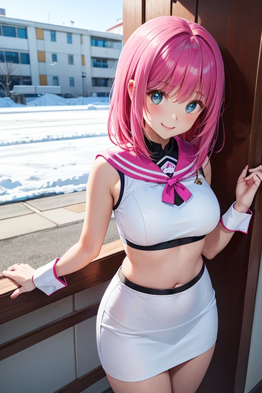 8K, (ultra - detailed), teens girl，quadratic element，Pink hair，Wearing white silk，wears glasses，swimming uniform，比基尼，D-cups，Bigchest，self-expression，sitted，Drinking a juice，High ponytail，ssmile，best qualtiy，cat ear，Pink swimsuit，Pink panties，Bigchest，D-cups，(A masterpiece)，((high qulity))，((tmasterpiece))，beijing，Tiananmen，closeup of face