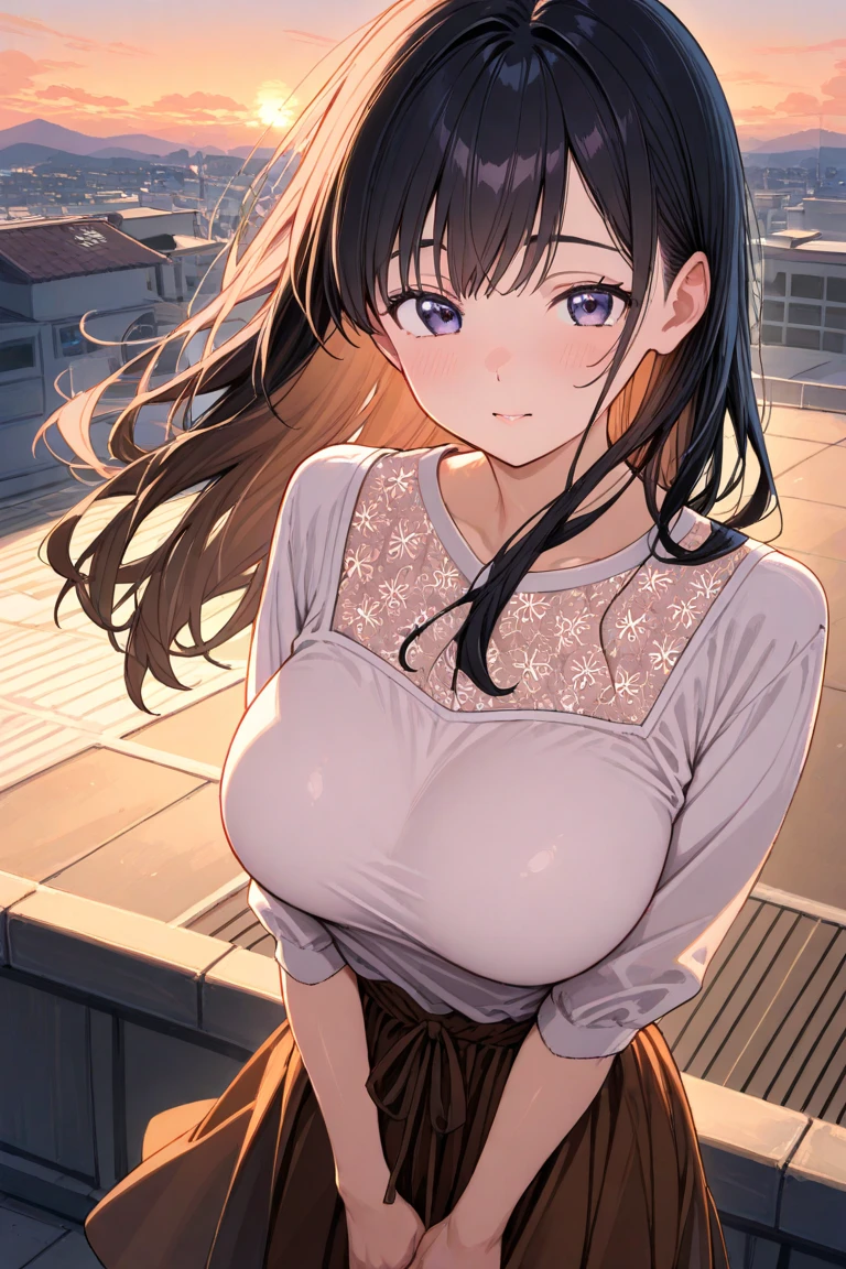 masterpiece,top quality,1 cute girl,A shiny, sheer white satin off-the-shoulder sweater, a shiny, sheer vinyl miniskirt,silber long ponytail hair,sitting bed,slim west,biggest large brest,fadult movie actless model pose,red tieek,open mouth,looking shorts,Squeeze the ,perfect transparent clothes,