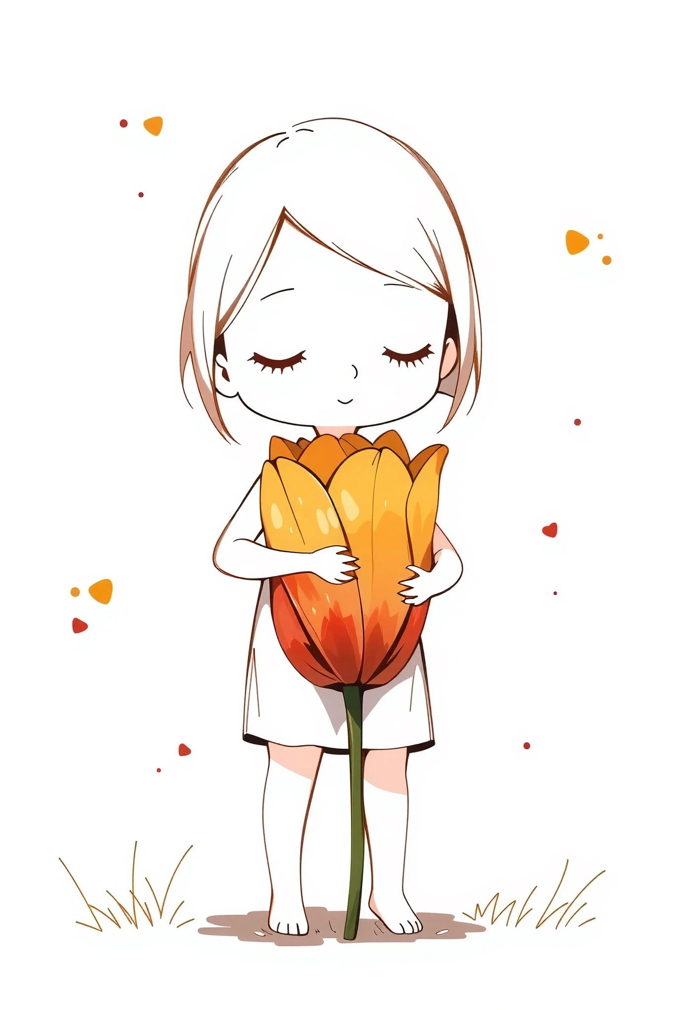Handwritten Picture Book Style, (sketch followed by rough watercolor coloring, thick handwritten outline, Watercolor smudge expression),
holding a tulip in my hand、I'm smelling the scent, Ultra-small deformation,
BREAK makes ren excited, Suggesting a happy future, conveys the beauty of truth,
and portraits of beautiful, valuable women ooze and melt, Saddening the pitiful impeachment, Rather than Beating Others, Watercolor Smudges, It makes up a story for s, Wise Men Wash Away All Sins with、Pursue Your Own Heights, \softly express the cleanliness of hoping for peace for everyone with light watercolor paint\, highest resolution, Peace Quality, Japanese Animation