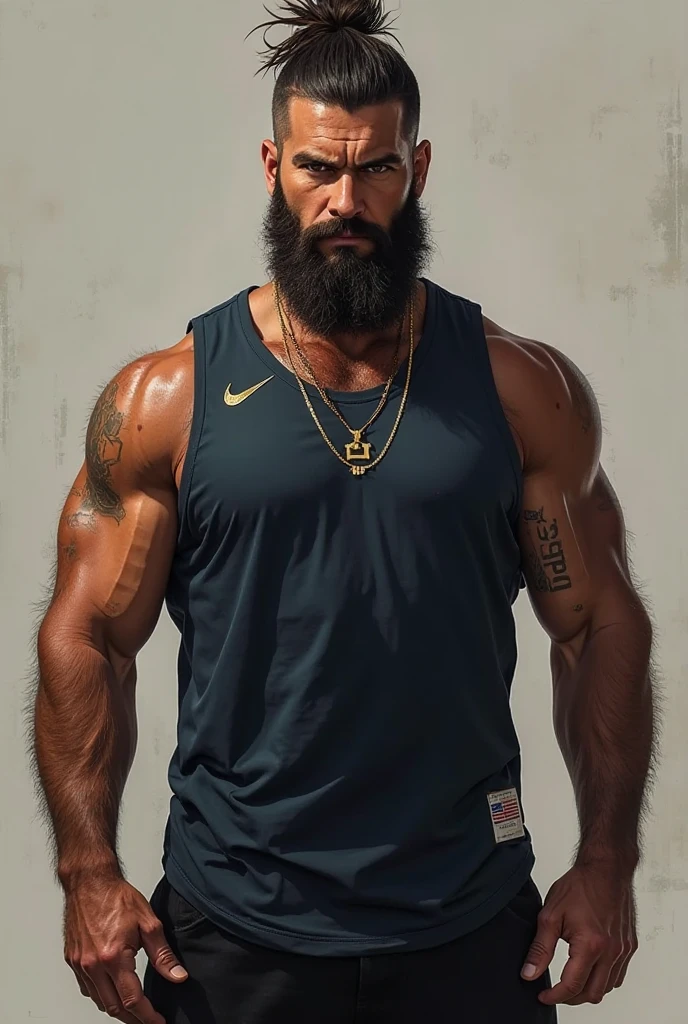muscular bearded arab man in boxer shorts