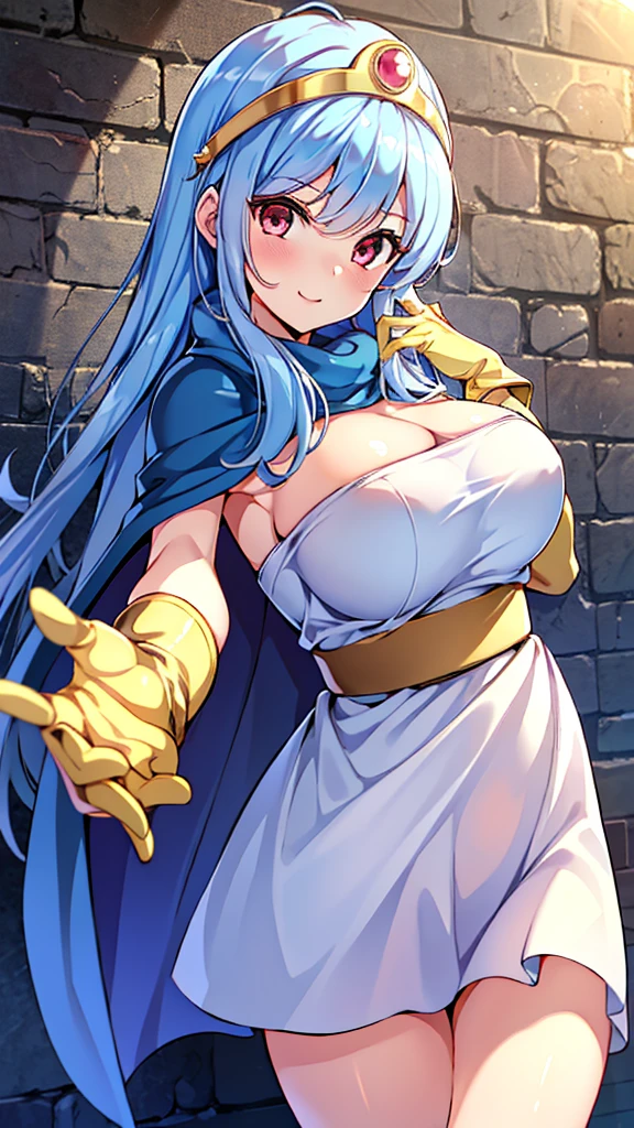 (Very detailed,Highest quality,4K,8K,16K,High resolution,masterpiece:1.2),(Perfect hands,Perfect Legs),(Realistic,photoRealistic,photo-Realistic:1.37),One Woman, Sage, Red eyes, Blue Hair, Long Hair, Ahoge, Circlet, White Dress, gloves, Blue Cape, Yellow footwear Beautifully detailed sweat glands,Smooth skin texture,Carefully drawn,
Lively expressions,(Big Breasts),Sticky with sweat,Use magic,In a dynamic pose,
Dragon Quest,Outdoor,forest