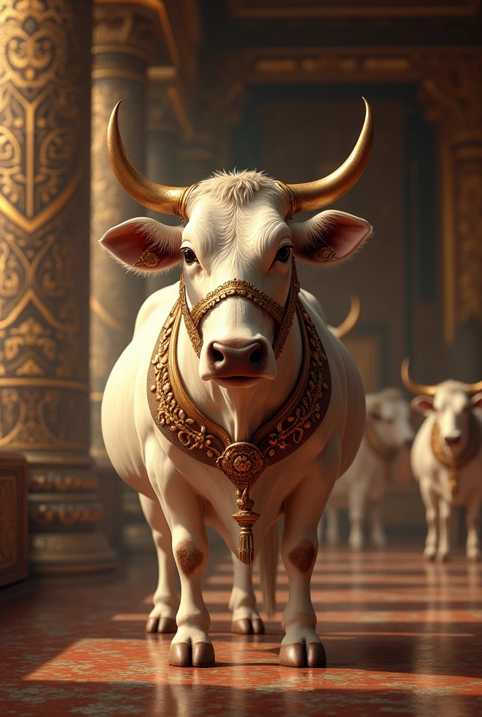 Lord shiva’s cow eating food in his house