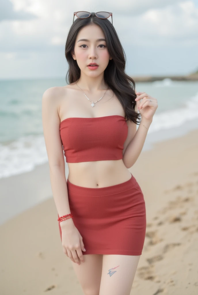 born, analog,Canon quality,((highest quality)), ((masterpiece)), ((Realistic)),Far from the camera image, Gorgeous Japan Female Model, Black Hair, 27 years old, Small face,Posing on the beach in the daytime, Wearing a colorful bikini, smile,delicate,Slender ,((Large Breasts)),Firm breasts,((Big Breasts)),Beautiful Kubire,Intricate details, Very detailedな, Sharp focus, Professional, 4K, God's Rays, Brand Model, stunning brown eyes, ,、big branch、Clear body lines、Slim shoulders、High-positioned femur、Long legs,Wearing high heels,Small face女子,Big eyes,Straight nose,アイドルSmall face,delicate,((Small face)),((Big Breastodel Style)),Long legs,Amazing projection resolution, Detailed characteristics, Attention to detail, Sharp focus, Smooth, Very detailed, photograph_\(Ultra\), photographRealistic, Realistic, Post-processing, maximum detail, Roughness, 実born活, Ultra Realistic, photographrealism, 8K UltraHD, Semi-Silhouette Light, Face of Japanese descent, Long black hair, Beautiful Hair, True Face