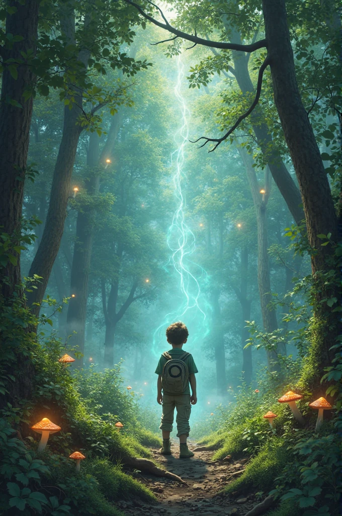 The backyard transforms into a swirling vortex of colors as the artifact activates.
	•	Action: The child is pulled into the vortex, and the scene transitions into a lush, prehistoric landscape.
