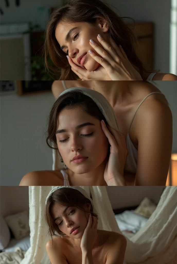 A beautiful 30 year old girl seducing an 18 year old girl ultra realistic scene