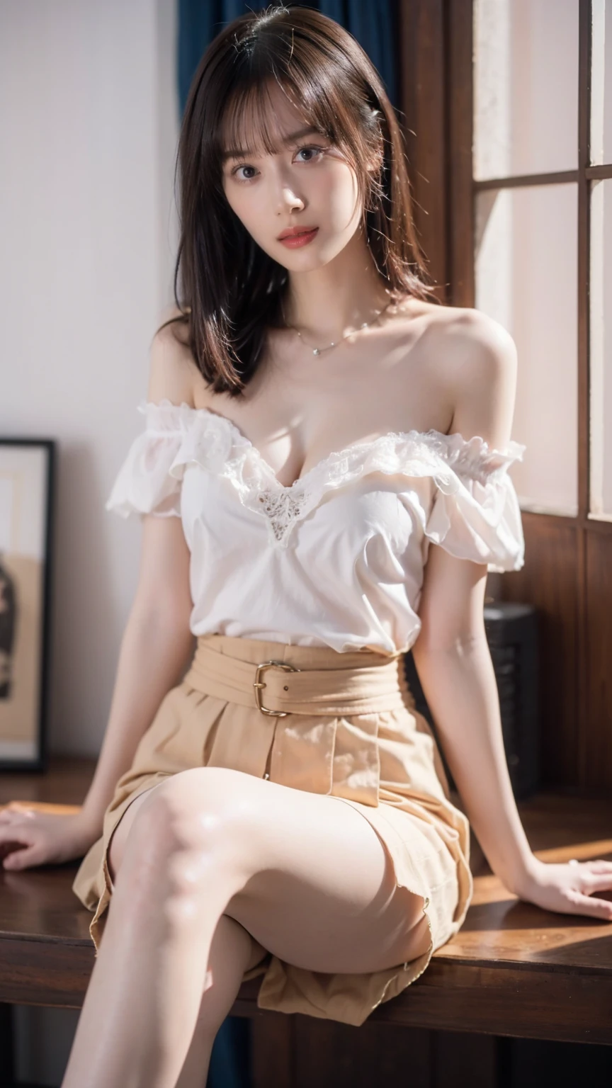 extremely highly detailed、masterpiece、Top Quality、超High Resolution A、8K high-definition、Photogenic clarity、A detailed eye、gradation、perfect anatomy body proportions ,hard disk、NFSW (english) (english) (english) ,nikon z9 80mm lens , masutepiece、Model Standing、Light pink panties made of lace material、off shoulder、The dress is made of pastel colour lace material(((Show me all the panties)))、(((The skirt is definitely worn)))、(((Lift skirt hem)))、panties focus、Natural light that is too bright、sunshine、Detail lace panty pattern、Ordinary panties、(((While standing, Lift the skirt and show the panties to the camera)))、(((Beautiful alignment)))、(((Lift your skirt big and big,、Show your panties to the camera)))、Ultra Slim Body, The body shape of a slender model、Beautiful posture, ((Inside the library)),shoot from below,