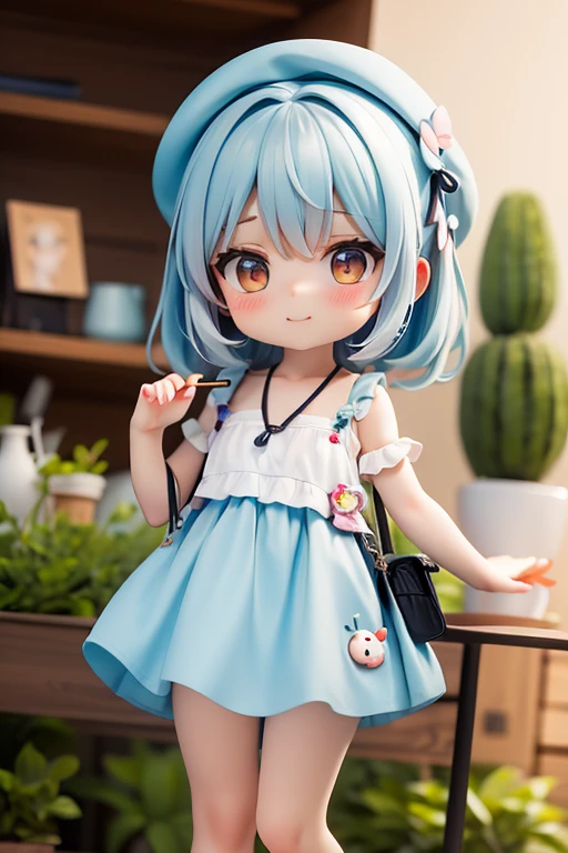 masterpiece, best quality, (chibi:1.2), blue hair, long braid hair, swimming party, pool clothe, teal eyes, 3d model