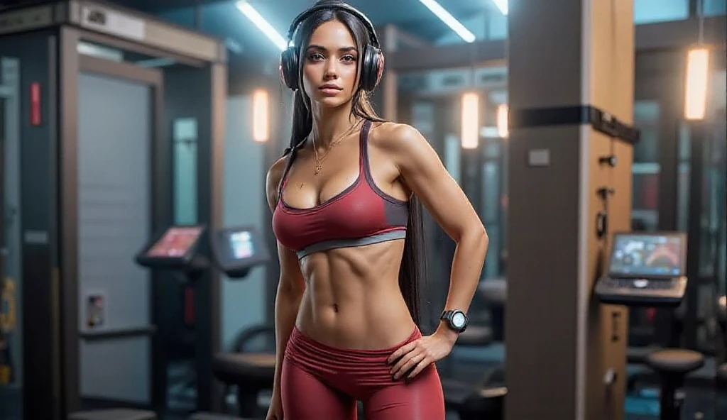 Isabela Merced as dora,orange tights, pink tanktop, confident, big breasts: 1.5, perfect anatomy, perfect symmetry: 1.2, realistic face: 1.2, perfect face, content, confident, very detailed and dramatic, Cinematic lighting, Lighting scene, soft lights, tanned skin,Professional whole body photo, (Photo 4k:1.1) by (Arny Freytag), (sharp focus:1.3), high detail
