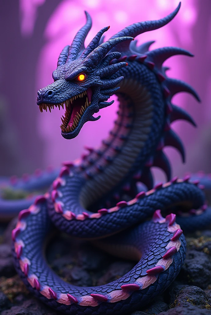 Dragon violet, in angry purple flames