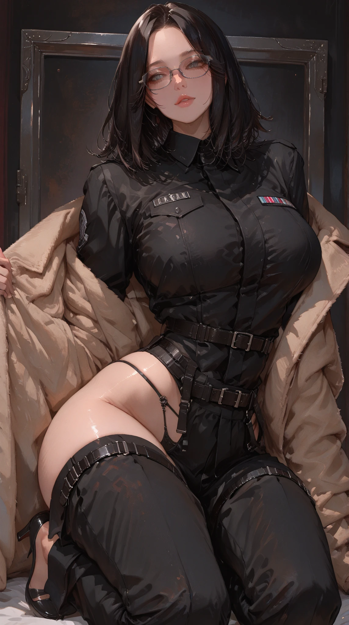 ((Masterpiece, Best Quality)), illustration, high detail 8k, realistic approach, complicated details, a girls, completely naked, hilandero,Dark series,Dark style,Dark,low lighting,mysteriously,bellows,stockings with suspenders,cord,in prison,she was in a cage,Robust housing,sexy & robust,Learn more about ABS,Detailed muscle lines,Dynamic pose in a prison cell.,dim and cloudy light,Dirty body,greasy body,body sweat,wet floors,There are spots on the body.,Stained glass walls,pistol,shackles,Rusty,wife up,Highly detailed police uniform.,Highly detailed police cap.,police badge,Put on your police cap.,Very detailed police equipment.,normal body proportions,Normal face,normal hand drawing,Full body shot,high image,Look from the bottom up,A look from the bottom down, look at the viewer, completely naked, shows him , completely naked, No panties, pubic hair, depraved, sexy