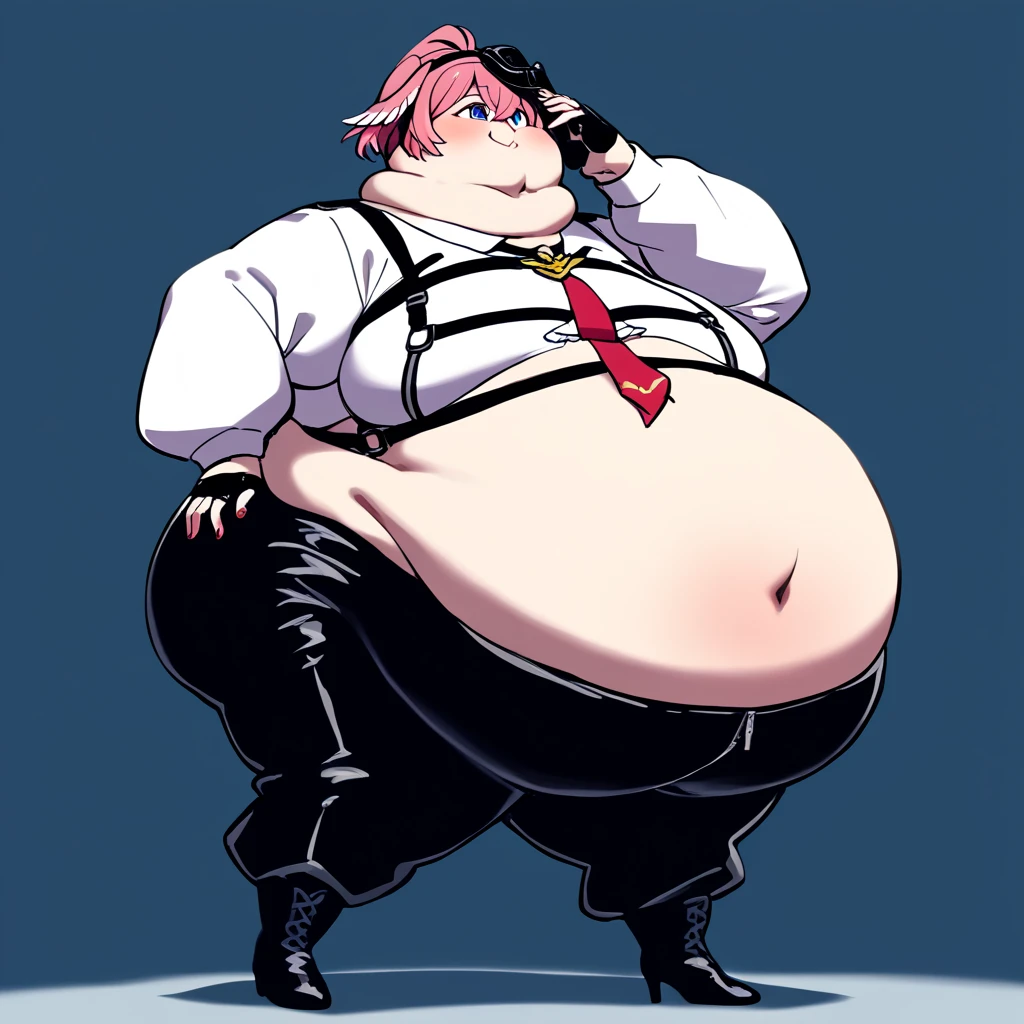 ((Detailed face and eyesa:1.4))he has a jiggly fat round belly, thicc, ((his belly is fat and round, obese)), big belly, fat belly, extremely fat, fat man, strong fat bacchanalian body, obese, oppai proportions, small curvy ((one person:2.0)),anime,(Male) ,( handsome), (Chuuya Nakahara from Bungou Stray dogs), ((Grey vest,white shirt, black jacket oves the shoulder, Black fedora:1.6)), ((bacchanalian body)),((( huge fat thighs, immensely inflated Hips:1.9)))((Proportionally large arm and Legs:1.3)), ((chubby cheeks, double chins fat face)),((high quality:2.0)), ((Huge butt:1.9) pose((right hand on hip)) expression ((Devious smirk ))