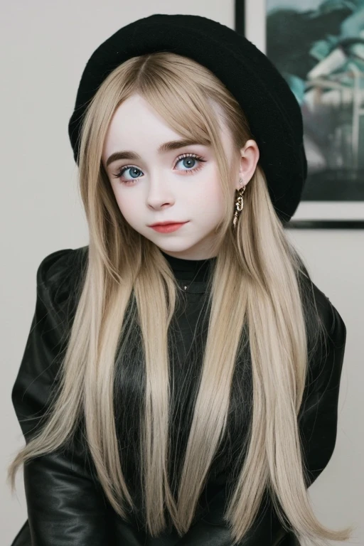 BLONDE CHILD girl,wearing a pink hat and scarf sitting on a black leather chair, photo from a promotional session, promotional photoshoot, young girl, beautiful young model, pink cowboy hat, young teenager, photo shoot, photoshoot, inspired by Toros Roslin, red dress and hat, modeling essay, young and beautiful girl, studio portrait photography,  photoshoot solo --auto --s2