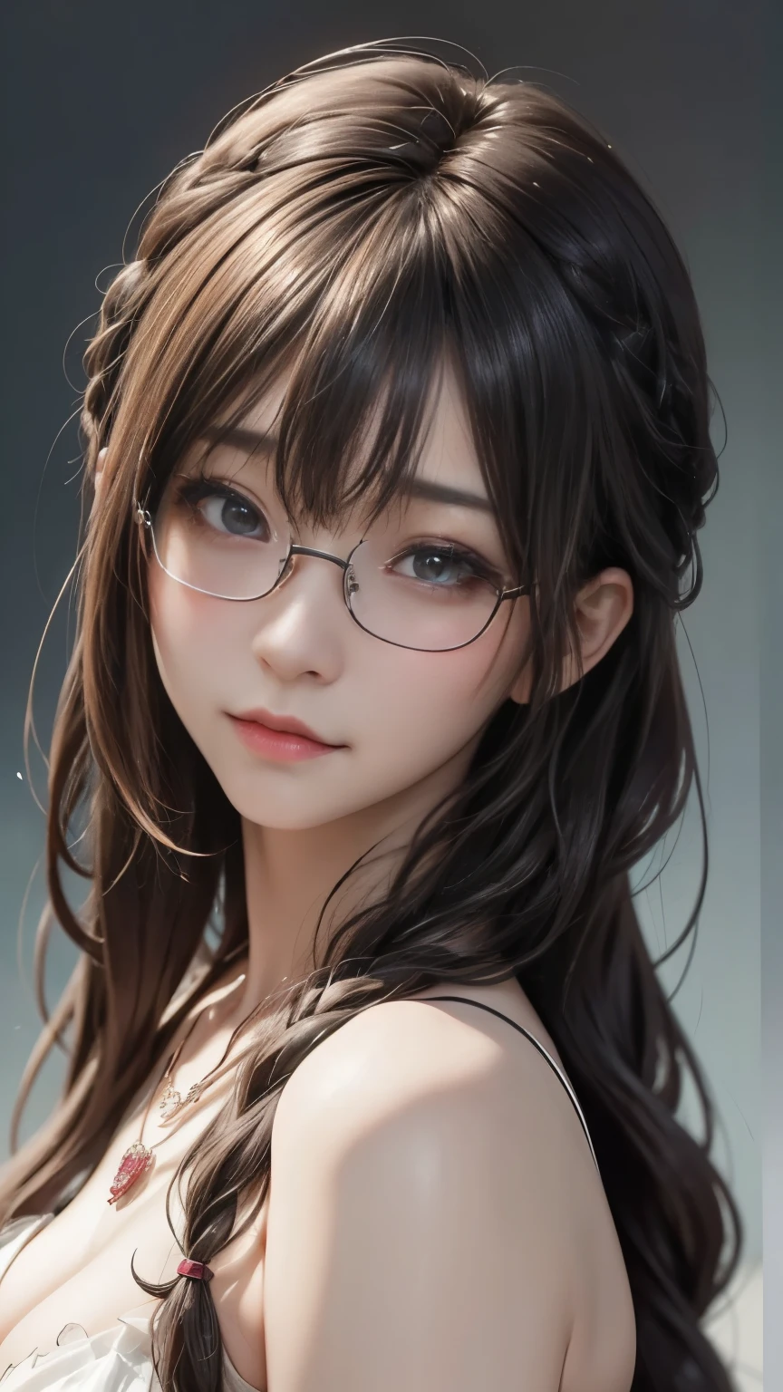 ( top quality, The best illustrations,high resolution:1.2),(Villain of demon:1.1), ( Witch:1.5),(evil:1.5),( horror fantasy:1.5), (((Well-trained abdominal muscles))),(Fatal Beauty,Attractive beauty) ,(A supple and powerful physique),(Sensual charm),(Mysterious charm:1.1),(Captivating silhouette), (ink and watercolor:1.5),(Ominous Scenery :1.5),(A lot of dust rises:1.5),(wonderful:1.5),(top quality,masterpiece:1.5), (Powerful figures:1.1、Big Breasts:1.3) 、 ((((Glasses,braids,close up sexy shot, cute, Evil Ruby's Cursed Necklace )))),(((Glasses、Big Breasts,braids))),pretty face, raise my eyebrows , ,(Fatal Beauty, charming beauty ) ,(Mysterious charm:1.1),(Big Breasts、Attractive silhouette), HD texture 、High Quality Shadows, beautiful and delicate face 、 Beautiful and delicate sticky liquid dripping from eyes 、 ray tracing 、 20th generation、 cute K-POP girl、( The Face of Korea )、Thin face、( Ulzan-6500-V1.1:0.6)、 The face of pure loss _v1 , ( beautiful and delicate face , beautiful and delicate eyes, Perfectly Balanced Face , high definition skin , detailed skin, The optimal ratio is 4 fingers and 1 thumb :1.25)、 dslr、 One Beautiful Devil Woman from Hell, seductive girl , Real Girls, Gurwitz, Gurwitz-style Artwork , Girl Roleplay, Realistic 3d style, cgstation Popular Topics,, 8K portrait rendering ,(truth,truth:1.4),(Girl in Glasses :1.2)、cheek、 glossy lips、sexypose, Perfect Ass, cute face, Sexy Face, Sexy Body, a close up of a woman in a bikini posing for a picture, artwork in the style of guweiz, realistic young anime girl, 3 d anime realistic, guweiz, photorealistic anime girl render, hyper realistic anime, realistic anime 3 d style, photorealistic anime, hyperrealistic schoolgirl, anime realism style, anime girl in real life