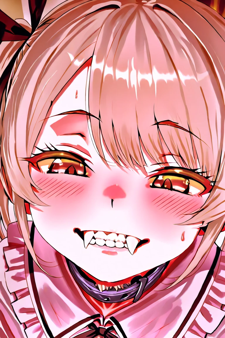 best quality, 8k, 32k, masterpiece, UHD:1.2), highres, ((sharp focus)), beautiful detailed face, delicate details, (cartoon wolf girl with her teeth showing) , 1girl, solo, pov, no background, ((face close up)), ((looking at viewer)), head up, not wearing headgear, (((smile))), (red gum), (((big teeth))), big mouth, (lighting in the mouth), perfect teeth, ((uvula)), no tongue out, ((saliva))