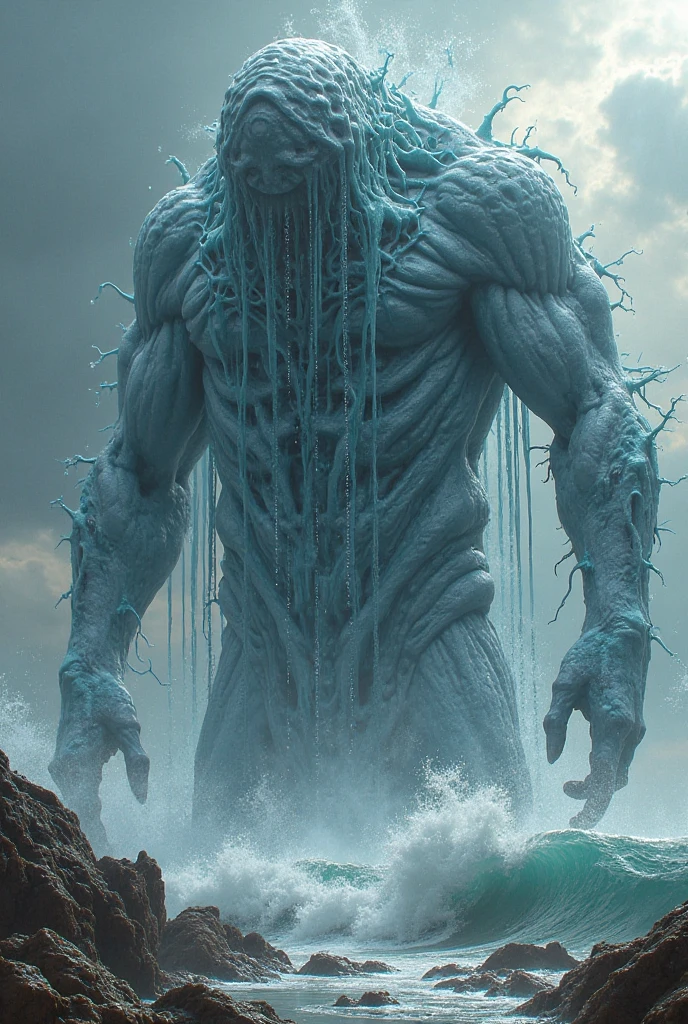 ChatGPT
You said:
Create the characteristics of a titan made of water, he lives in the ocean, your body is whole, but when it's in the water it's only from the waist up, he has to be giant, strong and good, when no one is near him he mixes with the sea water ChatGPT said:
ChatGPT Here is a detailed description for the titan made of water:
name: Okeanos Height: When fully standing on the ground, Okeanos reaches an impressive 200 meters in height. on ocean, when it emerges, only the upper part of his body is shown, looking like a mountain of muscles and crystal clear water.
Appearance: Okeanos is made entirely of water, with a translucent appearance that reflects sunlight, creating shades of blue and green that resemble the deep sea. sena pele líquida parece ondular constantemente, as if waves were always moving inside him. He has an incredibly muscular torso, with wide, powerful arms that can easily cause tsunamis with a simple movement.
His face is a mix between the fury of a storm and the calm of the ocean.. Your eyes are like deep whirlpools, shining in blue, and his mouth is a stern line that can open to deafening roars. When he is angry, your body shakes and starts to form small storms, with dark clouds and lightning flashing within.
Poderes e Habilidades:
Aquatic Camouflage: When Okeanos doesn't want to be seen or is resting, it dissolves completely in sea water, becoming invisible. Anyone passing by will only feel a slight ripple on the ocean's surface..
Water Control: He can manipulate the water around him, creating gigantic waves, whirlpools or even pulling the entire ocean onto itself in a devastating tsunami.
outsized strength: sena força é incomparável, capable of destroying rocks and sinking ships with ease.
immortality: like a titan, Okeanos does not age and cannot be harmed by conventional methods.. sen