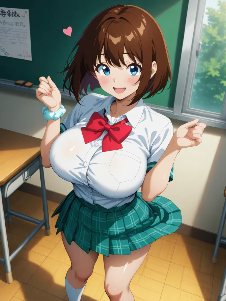 [One person, Wonderful nature \(umamusume\), umamusume], (Goblin Slayer!), (throw_hand, pink vibrator remote switch in throw_hand, throw:1.2), Highest quality, Very detailed, masterpiece, Ultra-high resolution, 8k, Ridiculous, Cowboy Shooting, Blurred, focus on, Embarrassing, blush, cute, Open your mouth, What saliva leaves behind, Wet skirt hem, (Sticky panties:1.1), Bulging of the vibrator cord, Vibrator with Garters, (Cleavage), Classroom Background, My skirt accidentally exposed,(Large Breasts), (Crop Top Belly Button), (Waistline), Accidentally exposed panties