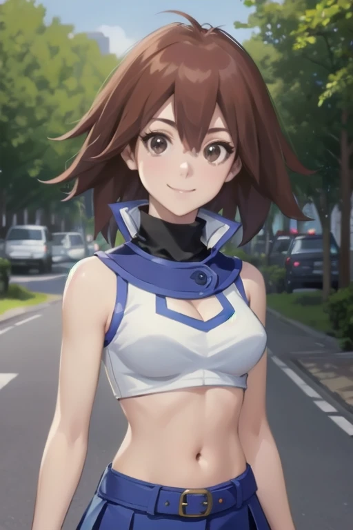 1girl, asukadef, short jumpsuit, sports bra, elbow pads, fingerless gloves, shorts, belt, bare shoulders, (girl rides on top of guy perfectly:1.3), (girl having sex:1.9), (stick out tongue)