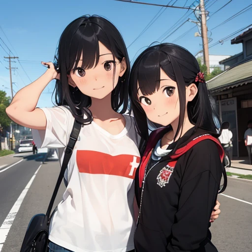Two high school girls, Discuss, Angry face