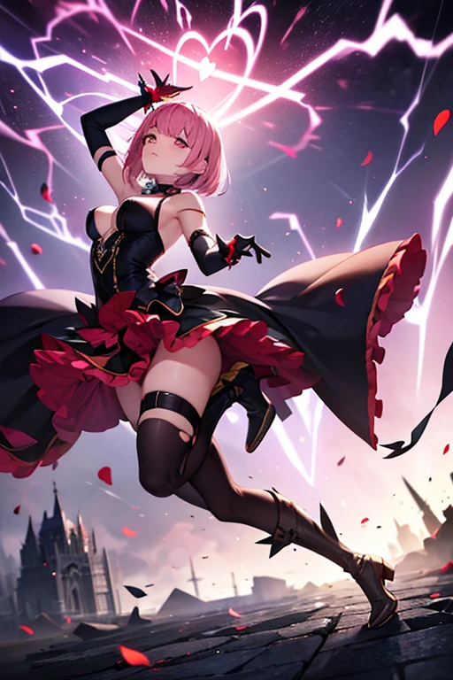 goldenglow_arknights, pink hair, (yellow eyes:1.5), long hair, (small breasts:1.2),
BREAK small red dress,black thigh-highs,white elbow gloves, black choker
BREAK looking at viewer
BREAK (masterpiece:1.2), best quality, high resolution, unity 8k wallpaper, (illustration:0.8), (beautiful detailed eyes:1.6), extremely detailed face, perfect lighting, extremely detailed CG, (perfect anatomy), ((full body, perfil view)),