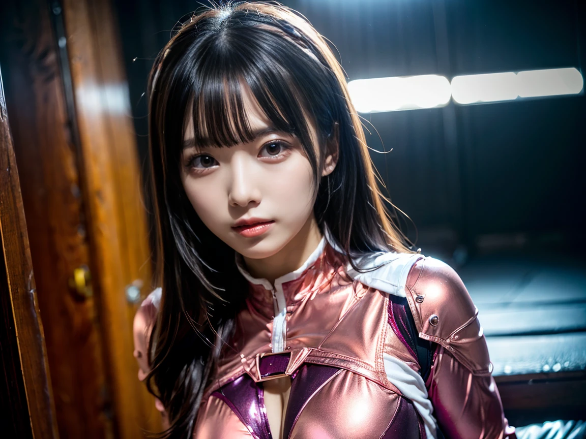 (Photorealsitic:1.4)、Onegirl、(top-quality),(hyperdetailed face)、(Super well-formed face)、((Robot Parts))、(Cyborg girl)、(metalic)、(fullllbody)、(sexy pose)、(Slender body)、(Model body type)、(full body mech)、(akihabara)、(is looking at the camera)、(A dark-haired)、(10Head and body)、(a small face)、(Idol)、(front facing)、(Lying on the bed with legs open)、(Banzai pose with open arms)、(Photo session)、(Looks sad)、(Cyborg girl in pale pink satin dress)、(Golden button)、(sleeve less)、(a miniskirt)、(K-POPthe wind)