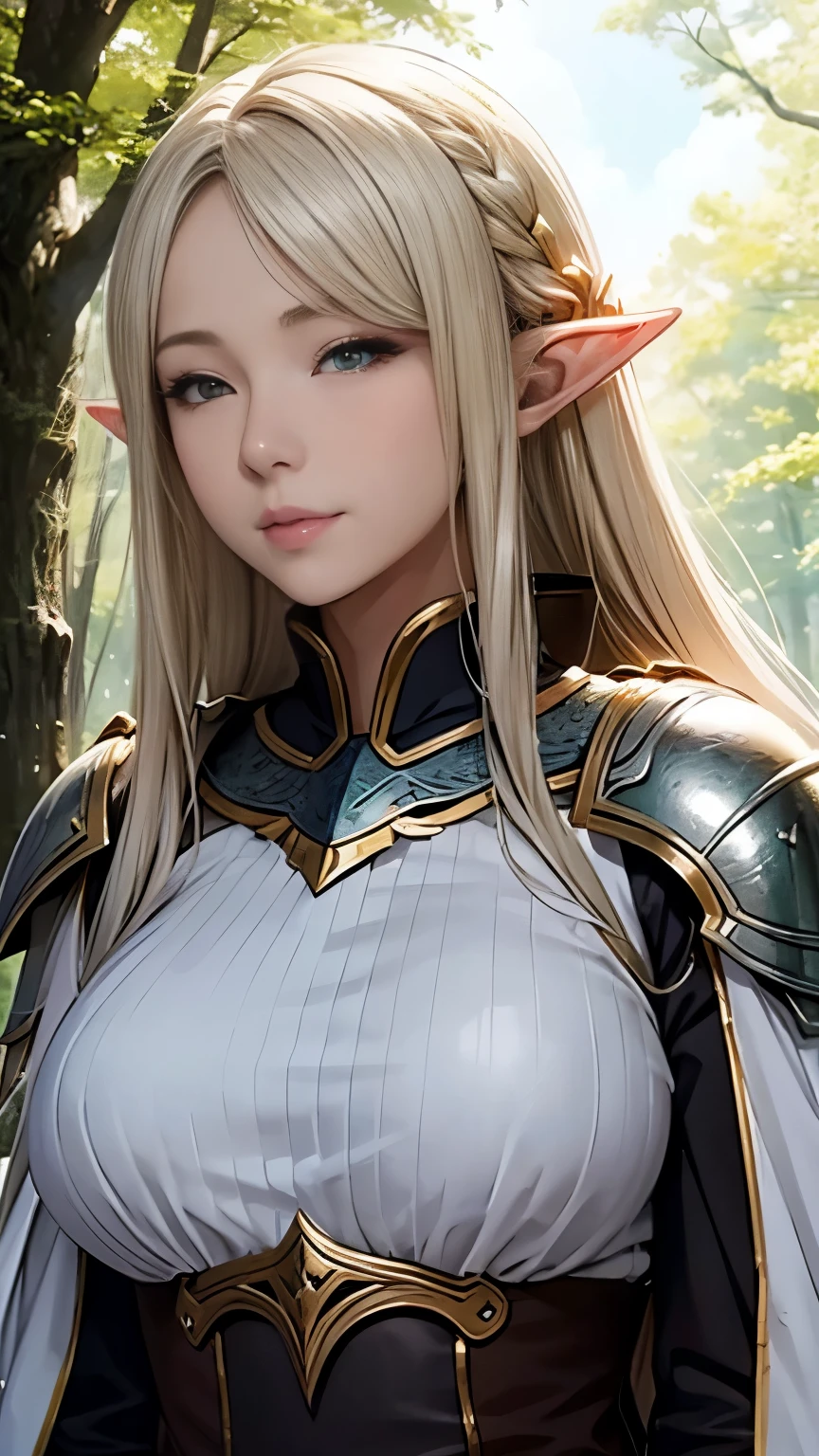 Close-up of a woman holding a sword and armor, Armor Girl, 2. 5D CGI anime fantasy artwork, Female Elf, Large scale navel exposure，Epic fantasy digital art style, detailed Digital 2D fantasy art, Digital 2D fantasy art, Gorgeous female paladin, Female Knight,Bare belly， Role Playing Game Character Art, beautiful Female Knight, Fantasy Character Art, Epic and beautiful character art, beautiful female warrior，Background is jungle，semi-body photography