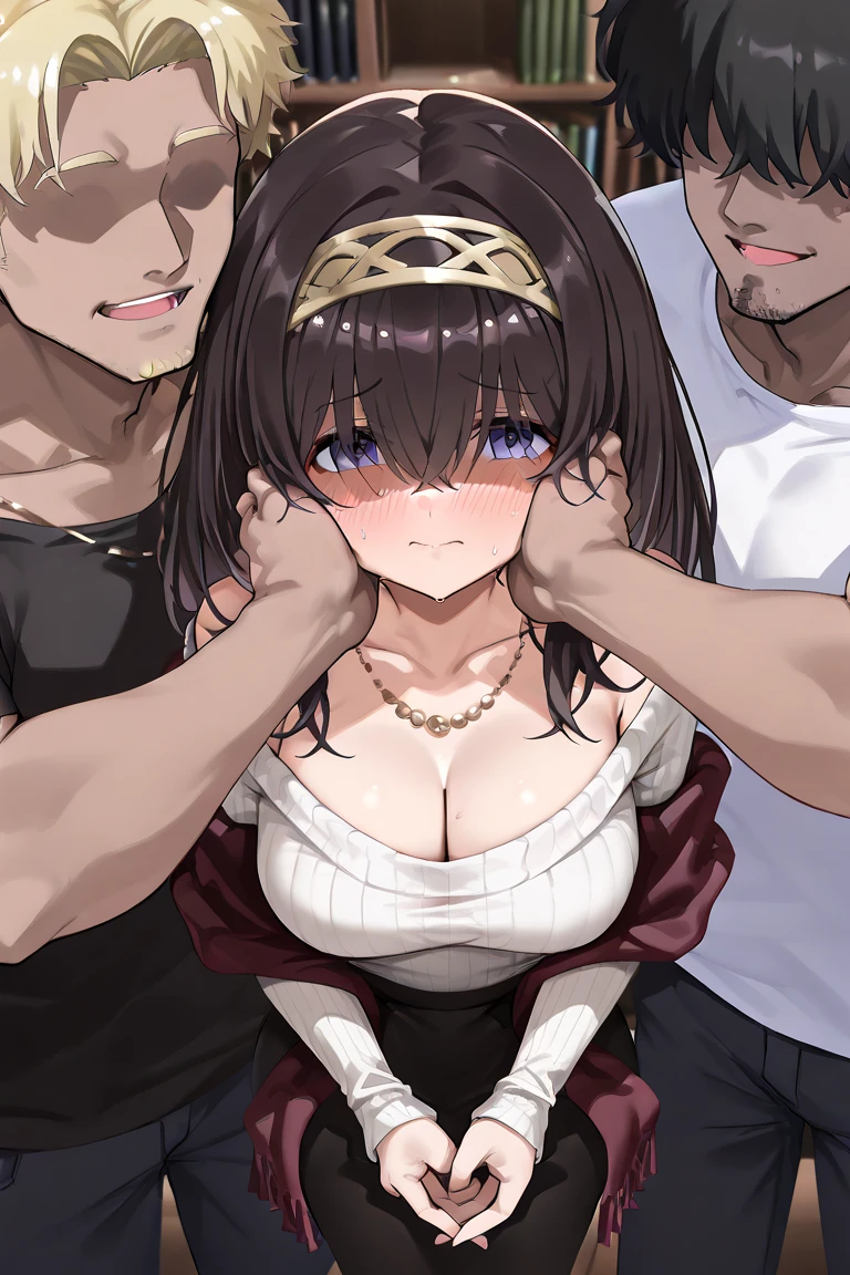 nude female, long black hair purple eyes woman on all fours, crawling woman with fit body, piggyback riding her, clothed riding nude female, noble prince clothes, woman public humiliation, nude woman, exhibitionism