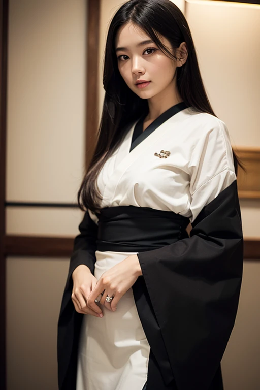 (2 Japanese girl,), (Small breasts:1.5,),(solo,,Textured skin, Detailed skin,Detailed face,Detailed eyes,detailed posing,Natural eyebrows,Sparkling Eyes,High detail, Highest quality, Super detailed, Surrealism, ,8k,RAW Photos,Photographicism,Professional Lighting,Portrait Photography,Soft Light),((Black Hair, Dark Eyes,Natural Makeup,Simple earrings, Bob Hair,ribbon,smile)),(((Long-sleeved kimono,Don't break down,Composition from the waist up)))