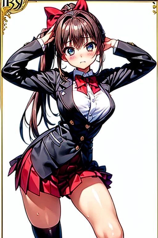 Beelzebub \(umineko\), 1girl, ojos rojos, ((drill sidelocks)), cabello rubio, ((umineko no naku koro ni)), ((Leotardo apretado)), ((pose sexy)), ((Ring de lucha libre)), (tetas grandes), (caderas anchas)