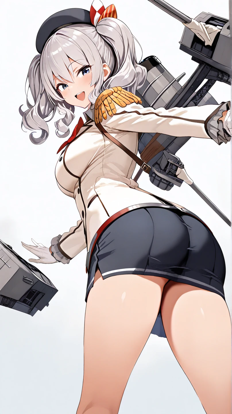 Prinz Eugen(kantai collection),blonde,super mini skirt,fascinating thighs,Panty shot,white panties