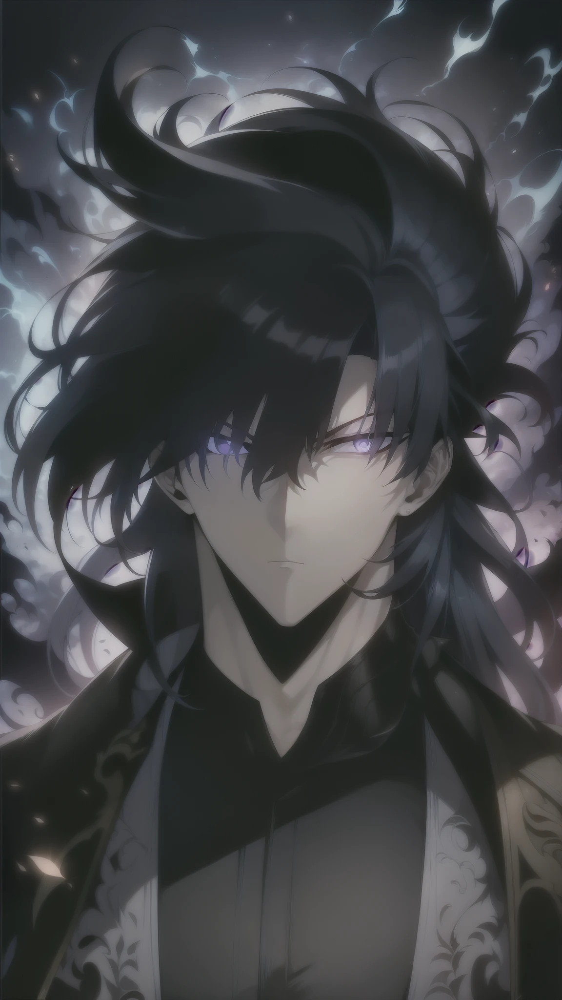 A captivating depiction of an emo-style boy, radiating an air of mystery and quiet intensity. His strikingly handsome features emerge from the shadows of a deep, moody background, with (slightly disheveled:1.2), (delicately messy:1.1) hair cascading over one eye. His expression is brooding yet hypnotic, hinting at a vindictive and spiteful inner world masked behind alluring charm. He wears a timeless outfit with a (subtle modern edge:1.1), blending classic emo fashion with a contemporary flair. Use (high contrast:1.2) lighting to carve out the contours of his face, adding drama and emotional weight through a play of shadow and glow. The image should exude a sense of romantic melancholy, embodying the raw essence of his emo identity.